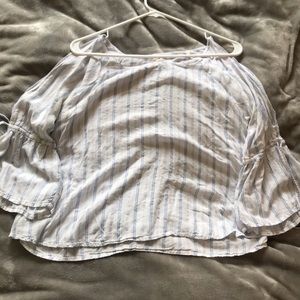 Blue and White striped Ruffle Shirt from Hollister